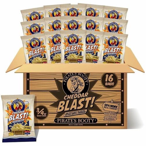 Green Rabbit  CheesePuffs,CheddarBlast,Bakd,Corn&Rice,0.75oz,16/BX,1/CT,MI-GRR32400002