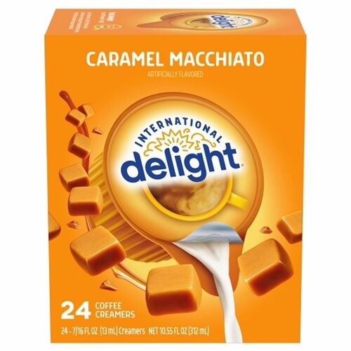 International Delight  Liquid Creamer,CaramelMacchiato,0.5oz,24/BX,6/CT,Orange