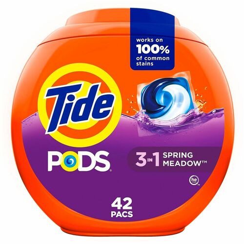 Procter & Gamble Commercial  Laundry Pods,3-in-1,HE&Stand,Spring Meadow,42Pods/PK,Orange