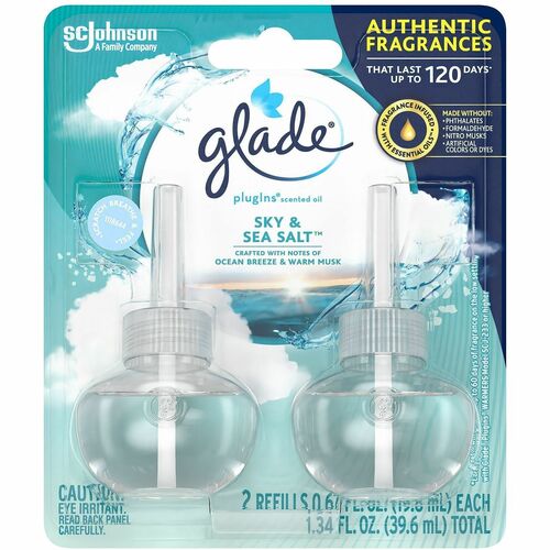 S.C. JOHNSON & SON, INC  AirFreshener,Refill,f/PlugIns,Sky&SeaSalt,0.67oz,2/PK,MI