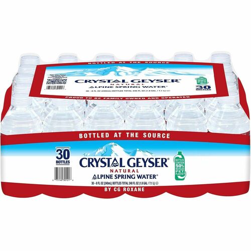 Crystal Geyser Water  Water,Bottled,Spring,Alpine,8oz,30/CT,Clear