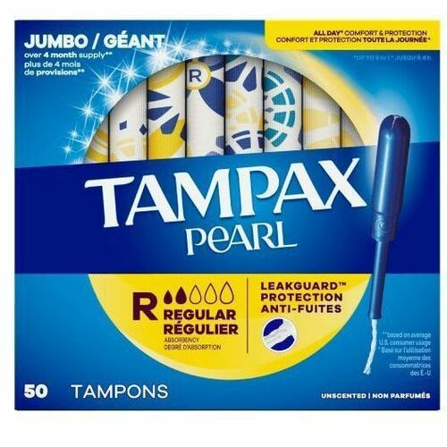 Procter & Gamble Commercial  Tampons,TampaxPearl,LeakGuard,Regular,Unscented,50/BX,BE
