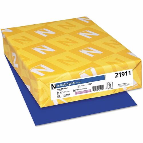 Wausau Papers  Cardstock, 65 lb, 8-1/2"x11", 250/PK, Blast Off Blue