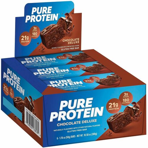 Pure Protein  Protein Bars,w/20gProtein,LowSugar,ChocDeluxe,6/Box,BN
