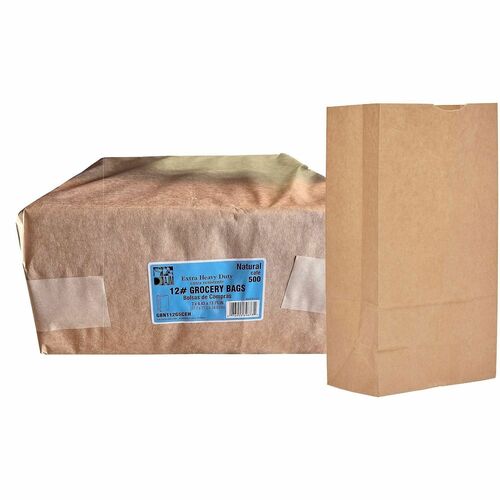 Ajm Packaging Corporation  Bags,f/Groceries,No. 12,Paper,XtraHvyDty,500/CT,NaturalKraft