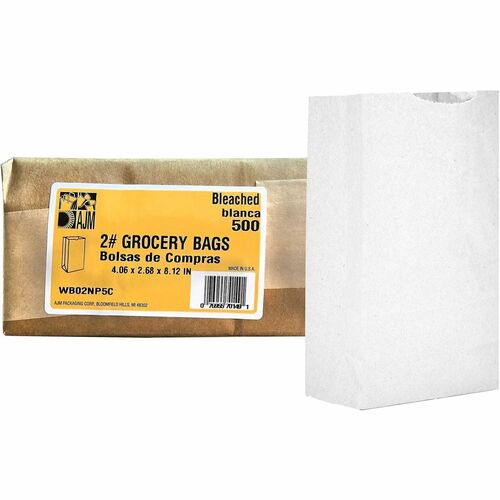 Ajm Packaging Corporation  Bags,f/Groceries,No. 2,Paper,SelfStand,500/CT,BleachedKraft