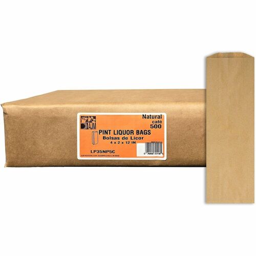 Ajm Packaging Corporation  Liquor Bags,Paper,Pint-Size,500/CT,Natural Kraft