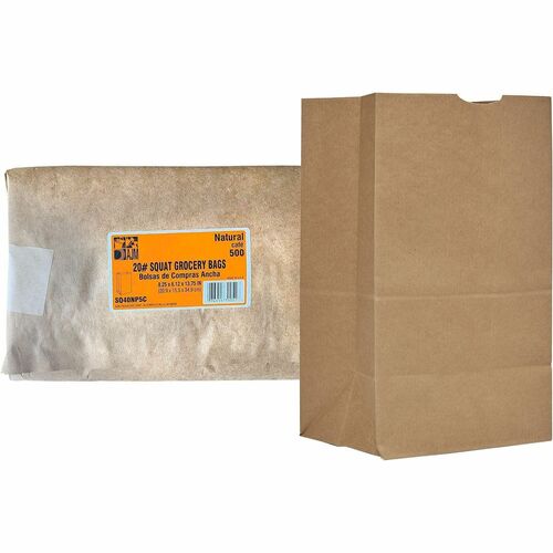 Ajm Packaging Corporation  Bags,f/Groceries,No. 20,Paper,Squat,500/CT,NaturalKraft