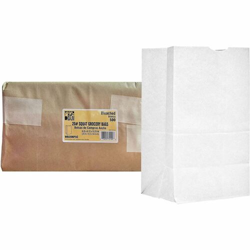 Ajm Packaging Corporation  Bags,f/Groceries,No. 20,Paper,Squat,500/CT,BleachedKraft