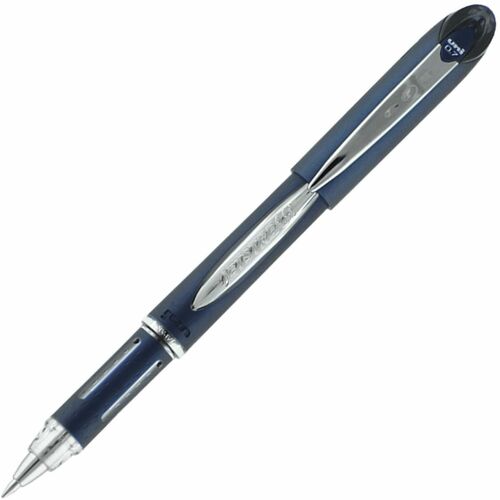 uni-ball Corporation  Ballpoint Pen,Hybrid,Gel,Stick,Fine,0.7mm,Black Ink,Black.Silver Barrel