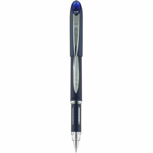 uni-ball Corporation  Ballpoint Pen,Hybrid,Gel,Stick,Fine,0.7mm,Blue Ink,Blue/Silver Barrel