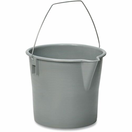 SKILCRAFT  Utility Pail, 10 qt, Polyethylene, Gray, 10" dia