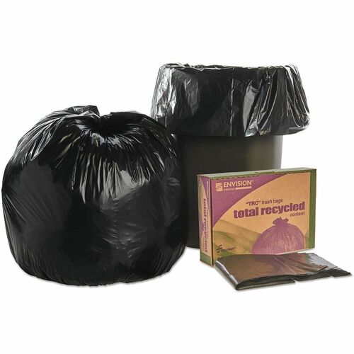 SKILCRAFT  Recycled Content Trash Can Liners, 30 gal, 1.3 mil, 30" x 39", Black/Brown, 100/Carton