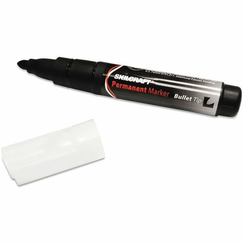 SKILCRAFT  Bullet Tip Permanent Marker, Medium Bullet Tip, Black, Dozen