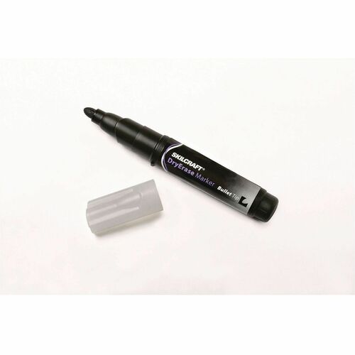 SKILCRAFT  Dry Erase Marker, Broad Bullet Tip, Black, Dozen