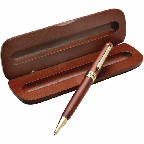 SKILCRAFT  Illusion Ballpoint Pen, Retractable, Medium Point, Black Ink, Brown Barrel