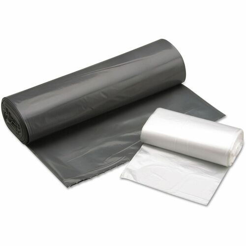 SKILCRAFT  High Density Coreless Roll Can Liners, 57 gal, 25.4 mic, 36" x 58", Gray, Perforated Roll, 100/Box