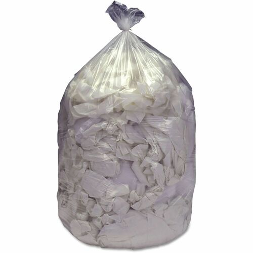 SKILCRAFT  Low-Density Trash Can Liners, 60 gal, 0.8 mil, 38" x 58", Clear, 100/Carton