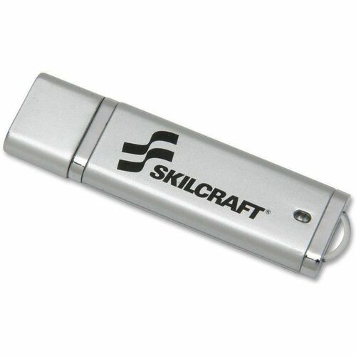 SKILCRAFT  USB Flash Drive, Password Protected, 8GB, Silver