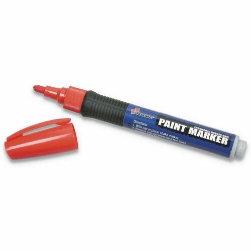 SKILCRAFT  Paint Marker, Medium Bullet Tip, Red, 6/Pack