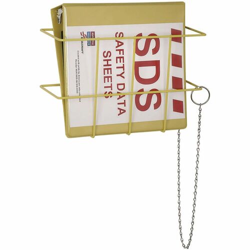 SKILCRAFT  Global Harmonized System Safety Data Sheet Organizer Kit w/Wire Wall-Mount Rack/Binder, Yellow/Red