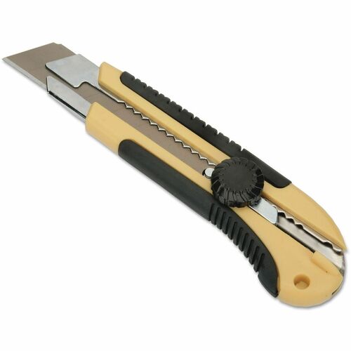 SKILCRAFT  Heavy-Duty Utility Knife, Cushion Grip, Snap-Off Blade, 25 mm, 7" Plastic Handle, Yellow/Black