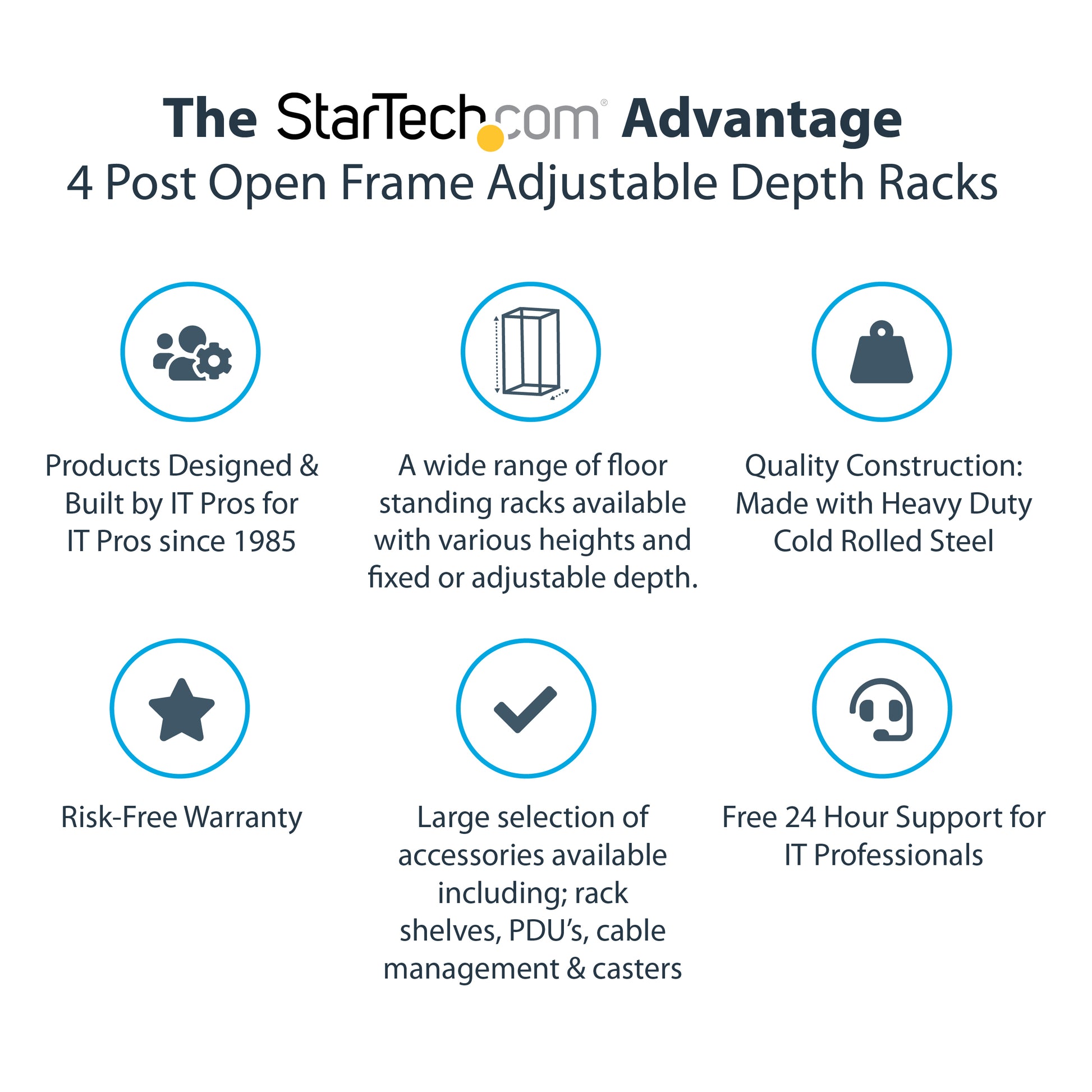 StarTech.com 4POSTRACK25U rack cabinet 25U Freestanding rack Black