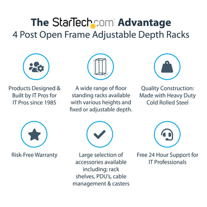 StarTech.com 4POSTRACK25U rack cabinet 25U Freestanding rack Black