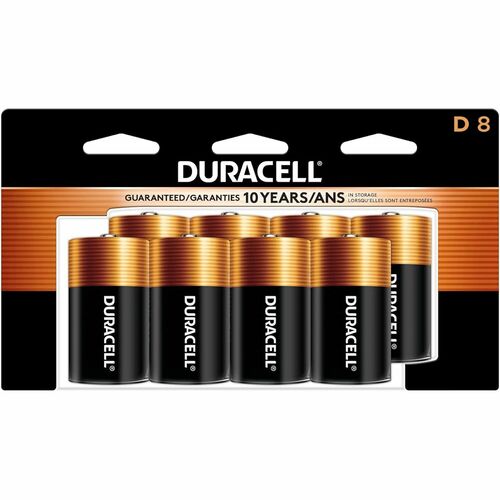 Duracell U.S.A.  Batteries, D, Coppertop, Alkaline, 8/PK-DURMN13RT8Z