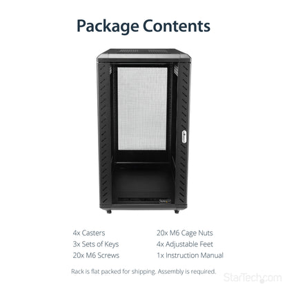 StarTech.com RK2236BKF rack cabinet 22U Freestanding rack Black