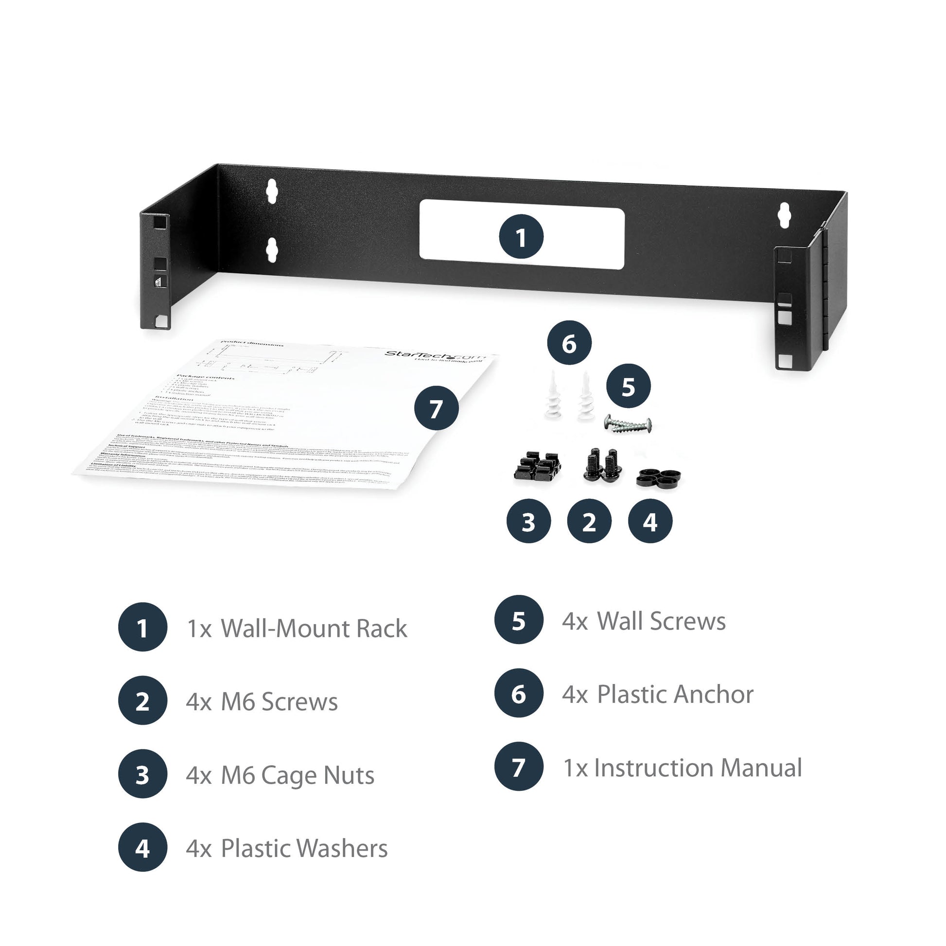 StarTech.com WALLMOUNTH2 rack cabinet 2U Wall mounted rack Black