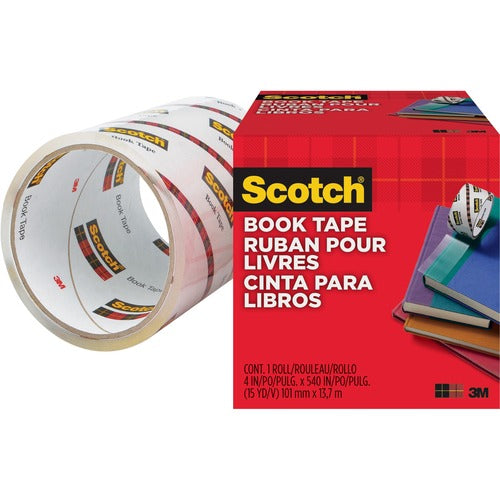 3M  Book Tape, 3" Core Size, 4" x 15 Yards, Clear