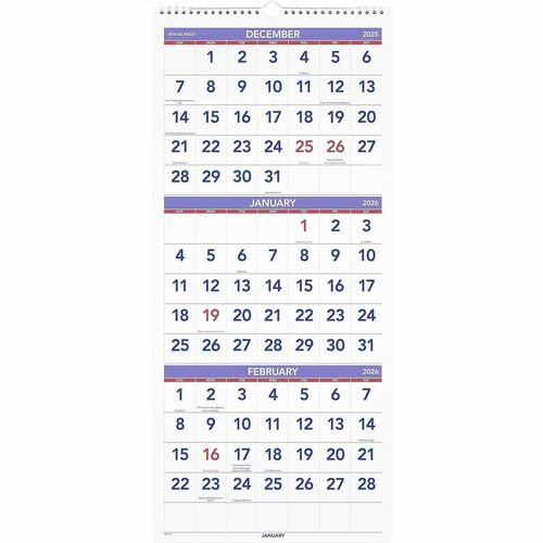 AT-A-GLANCE  Wall Calendar,14 Mths Dec-Jan, 3MPP, 12"x27",White