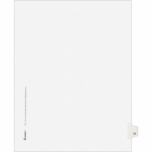 Avery  Index Divider, "23", Side Tab, 8-1/2"x11", 25/PK, White