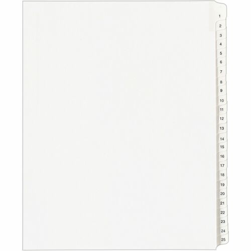 Avery  Index Dividers,Collated,1-25,Side Tab,8-1/2"x11",25/ST,White