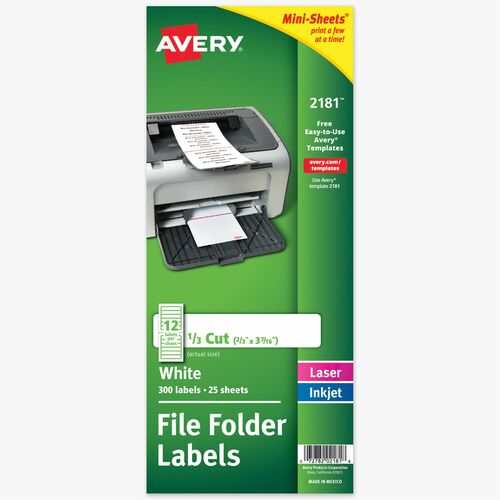 Avery  Filing Labels,Permanent,300/PK,2/3"x3-7/16",300/PK,White