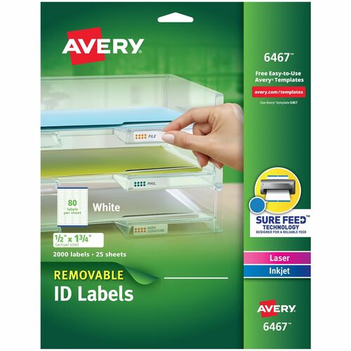 Avery  Laser/Inkjet Labels,Removable, 1/2"x1-3/4",2000/PK,WE