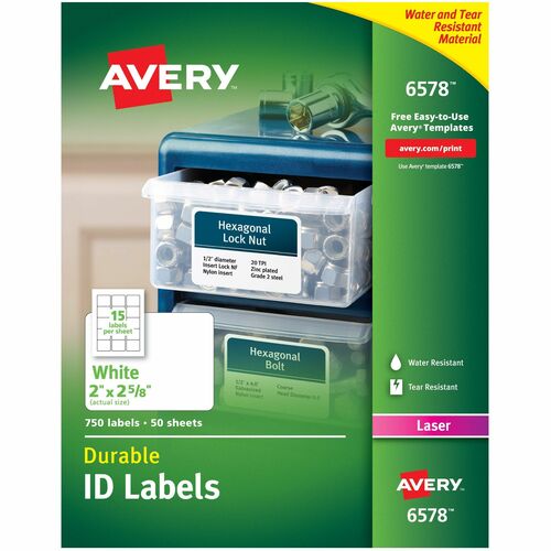 Avery  Durable ID Labels,Laser,Permanent,2"x2-5/8",750/PK,WE