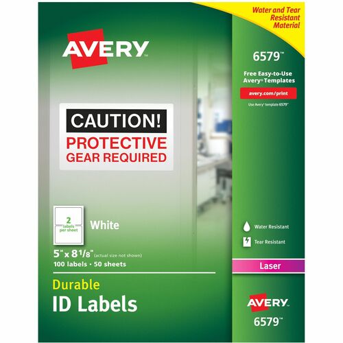 Avery  Durable ID Labels,Laser,Permanent,5"x8-1/8",100/PK,WE