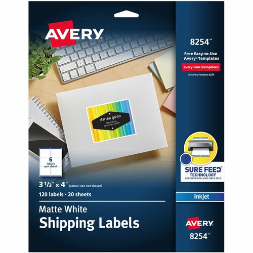 Avery  Color Inkjet Labels,Matte,Rectangle,3-1/3"x4",120/PK,WE