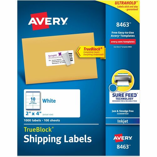 Avery  Inkjet Labels, Shipping, Permanent, 1000/BX, WE