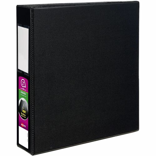 Avery  Slant Ring Binder W/Label Holder, 2"Cap, 11"x8-1/2", Black