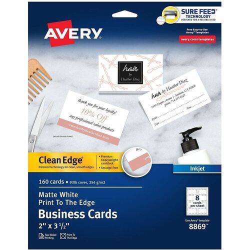 Avery  Business Cards, Inkjet, 2-SIded, 3-1/2"x2", 160/PK, WE