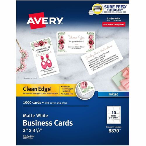 Avery  Business Cards, Inkjet, 2-SIded, 3-1/2"x2", 1000/BX, WE