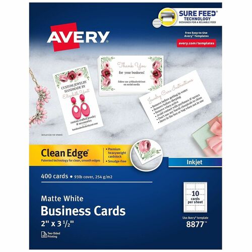 Avery  Business Cards, Inkjet, 2-SIded, 3-1/2"x2", 400/BX, WE