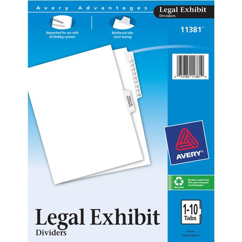 Avery  Index Divider,1-10,w/Table of Content,11"x8-1/2",WE