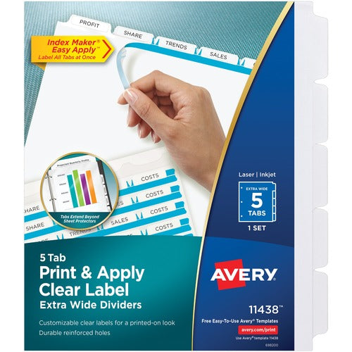 Avery  Index Maker Extra-Wide Tab Dividers, 5-Tab, 9"x11",CL