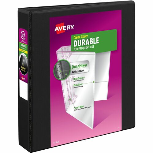 Avery  View Binder, Slant Ring, DuraHinge,1-1/2" Cap.,Black