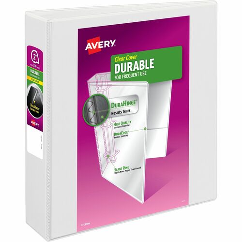 Avery  View Binder, DuraHinge, 2" Cap, 8-1/2"x11", White
