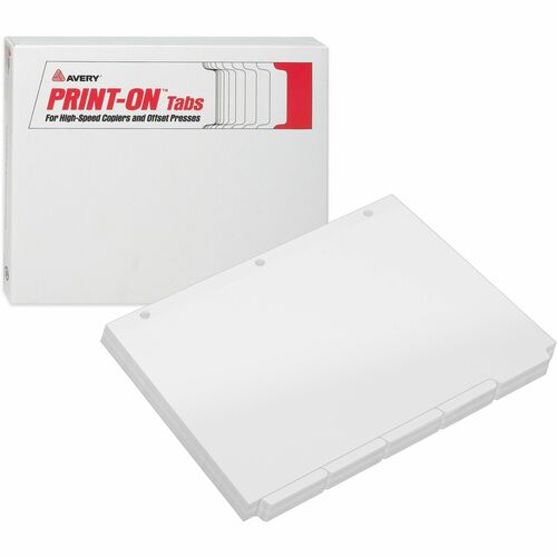 Avery  Print-On Tabs,3HP,5Tab Sets,Double Collated 150/BX,White